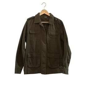 LASCANA Olive Drab Green Military Field Utility Jacket w/ Epaulets, 4 Pockets